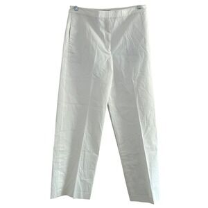 Theory Women's White Wide Leg Trouser Pants Size 10 Classic Career minimal